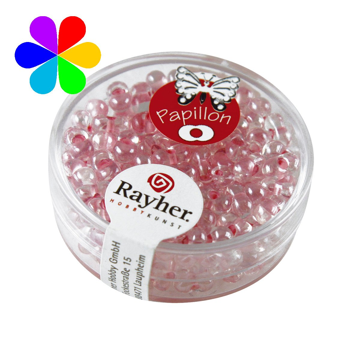 Perles rocailles papillon - rose chiffon 3.2x6.5 mm