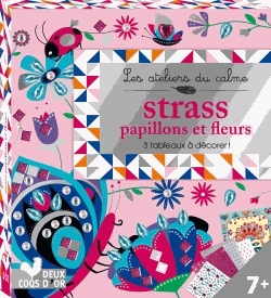 Papillons et fleurs à strass - 3 tableaux à décorer