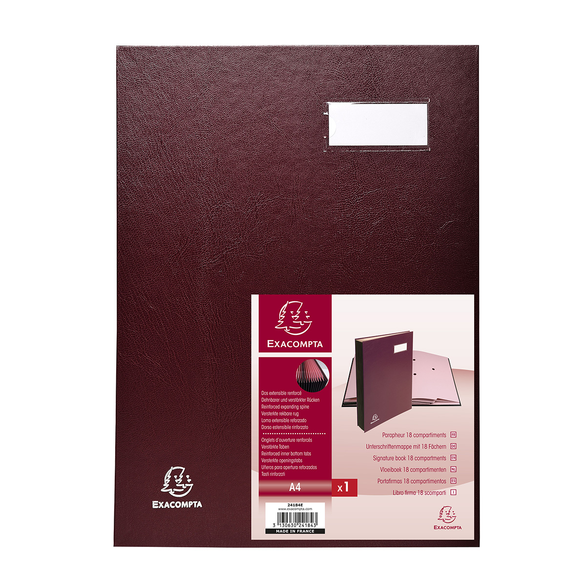 Parapheur Direction 18 compartiments - bordeaux