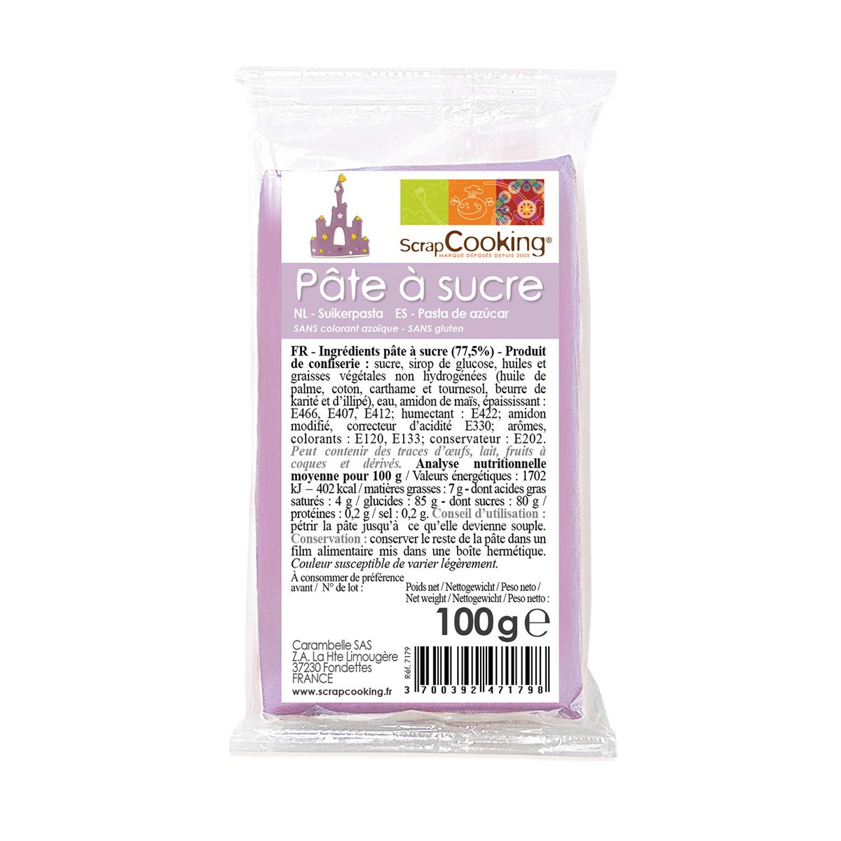 Pâte à sucre - parme - 100g - Scrapcooking 