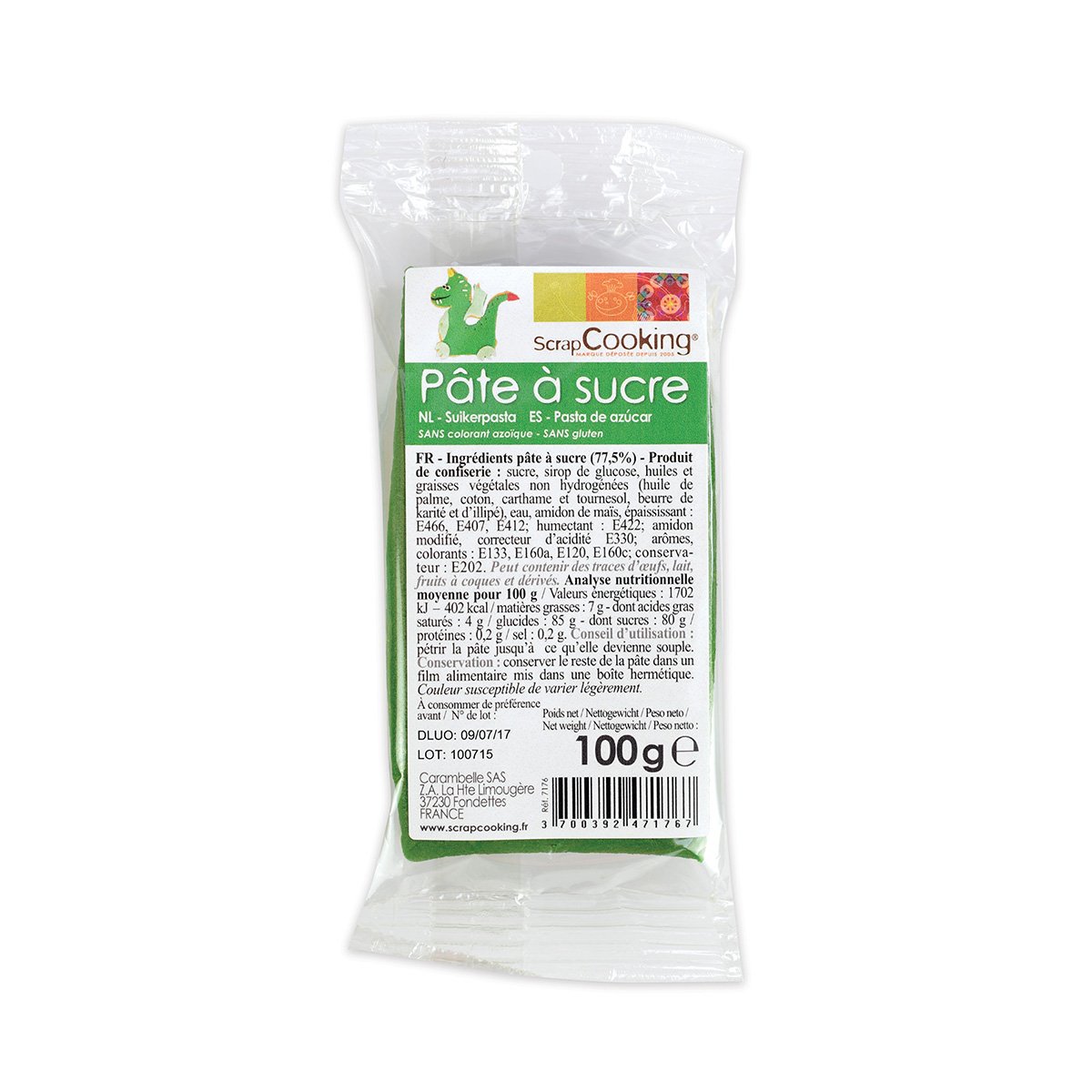 Pâte à sucre - vert foncé - 100g - Scrapcooking 
