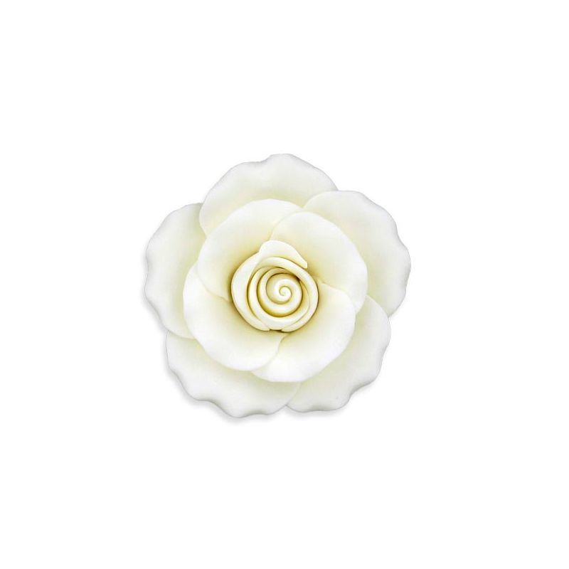 Rose blanche en pastillage - 9 cm - Gatodéco