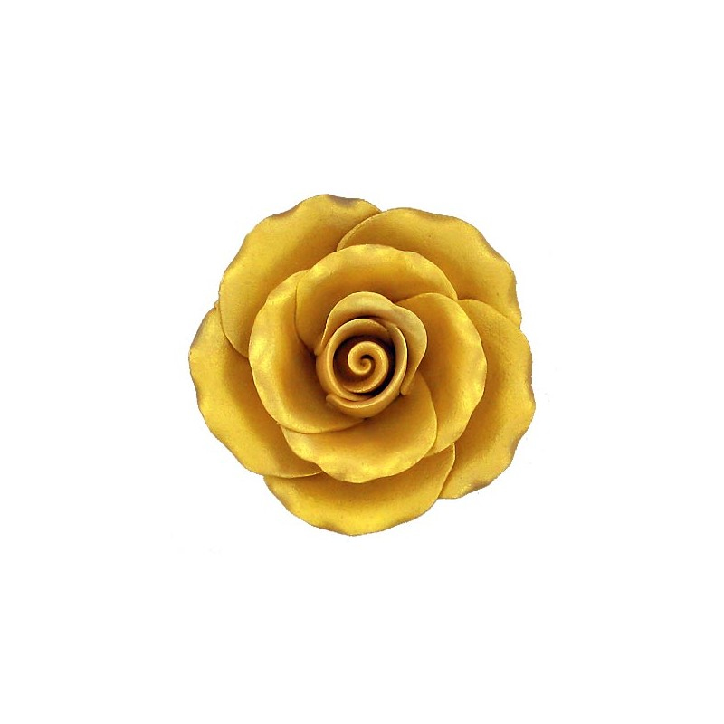 Rose dorée en pastillage - 9 cm - Gatodéco