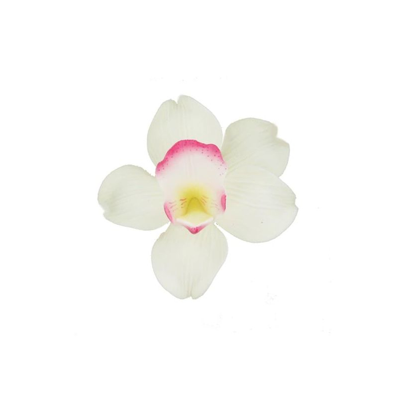 Orchidée blanche et rose en pastillage - 9,5 cm - Gatodéco