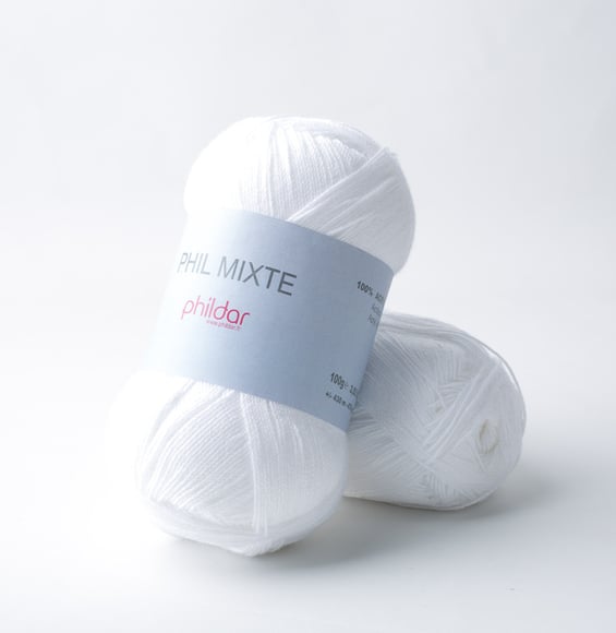 Phil Mixte Blanc - Phildar - Pelote de laine