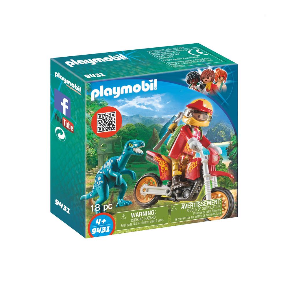 Pilote de moto et raptor - Playmobil® - Dinos - 9431