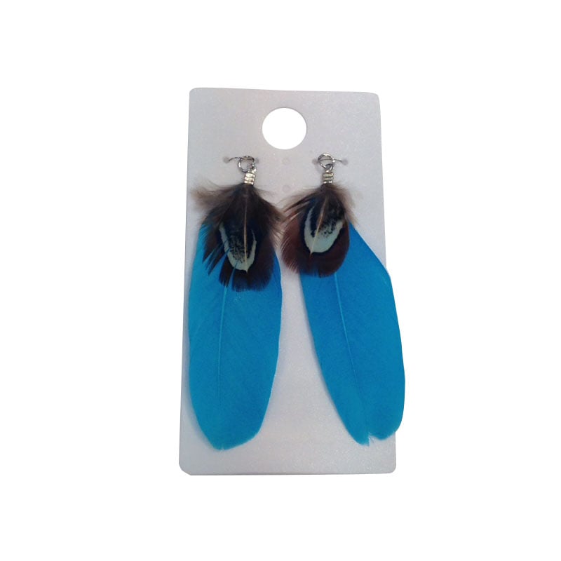2 plumes tâchetées - turquoise / marron 