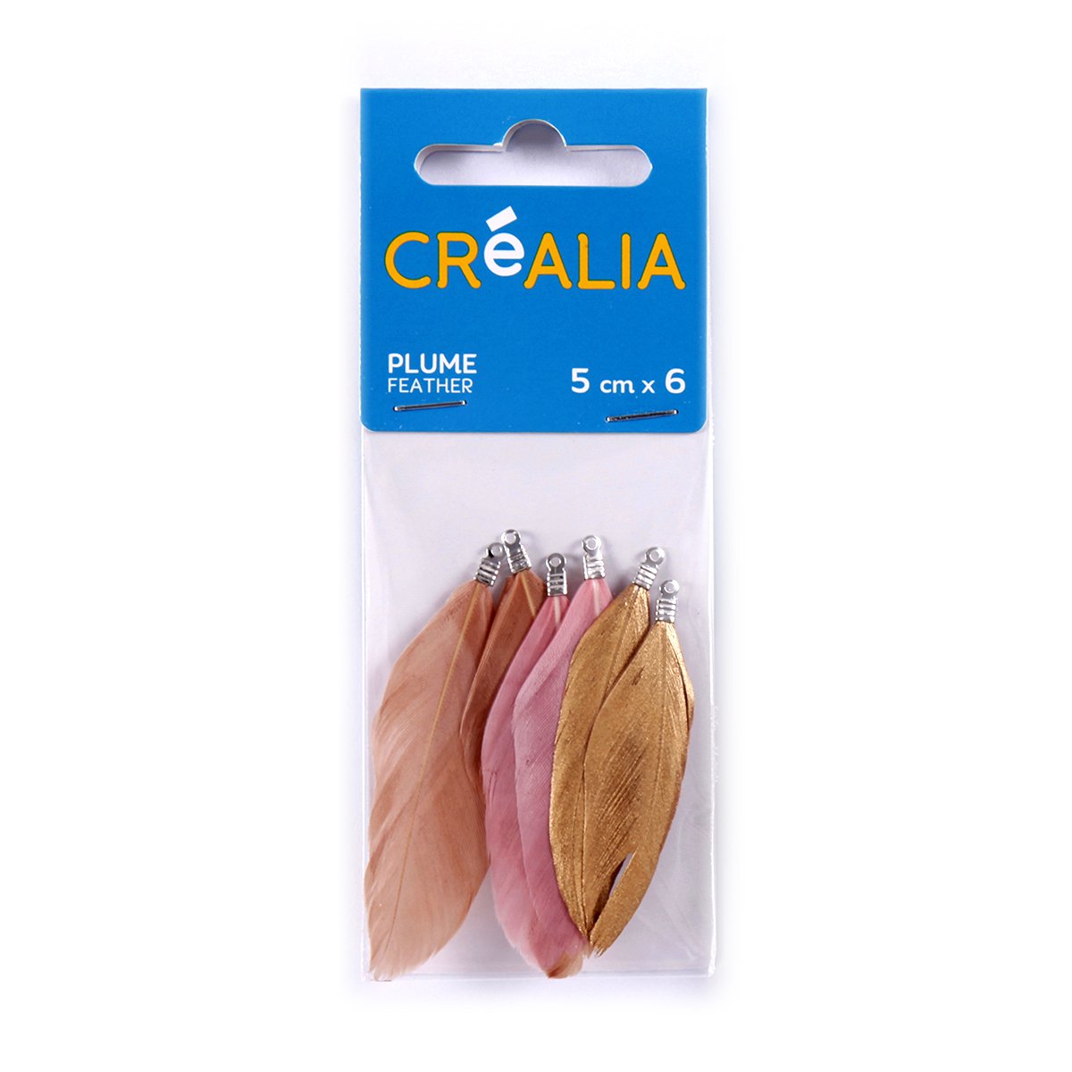 6 plumes - grises, beige et or brossé - Créalia