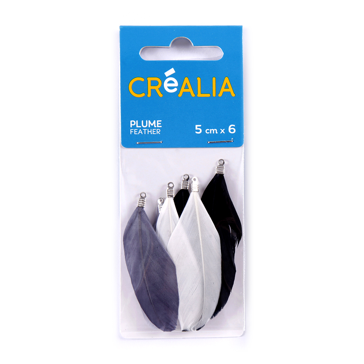 6 plumes - noires, grises et blanches - Créalia