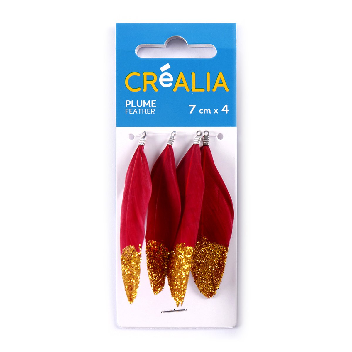 4 plumes pailletées - roses - Créalia