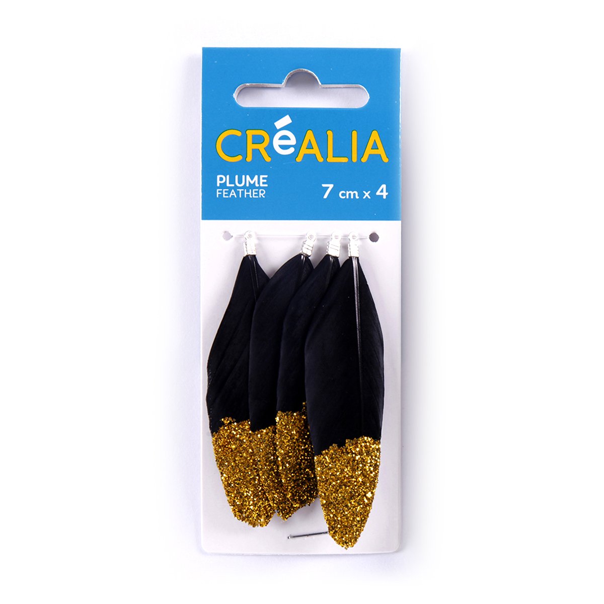 4 plumes pailletées - noires - Créalia
