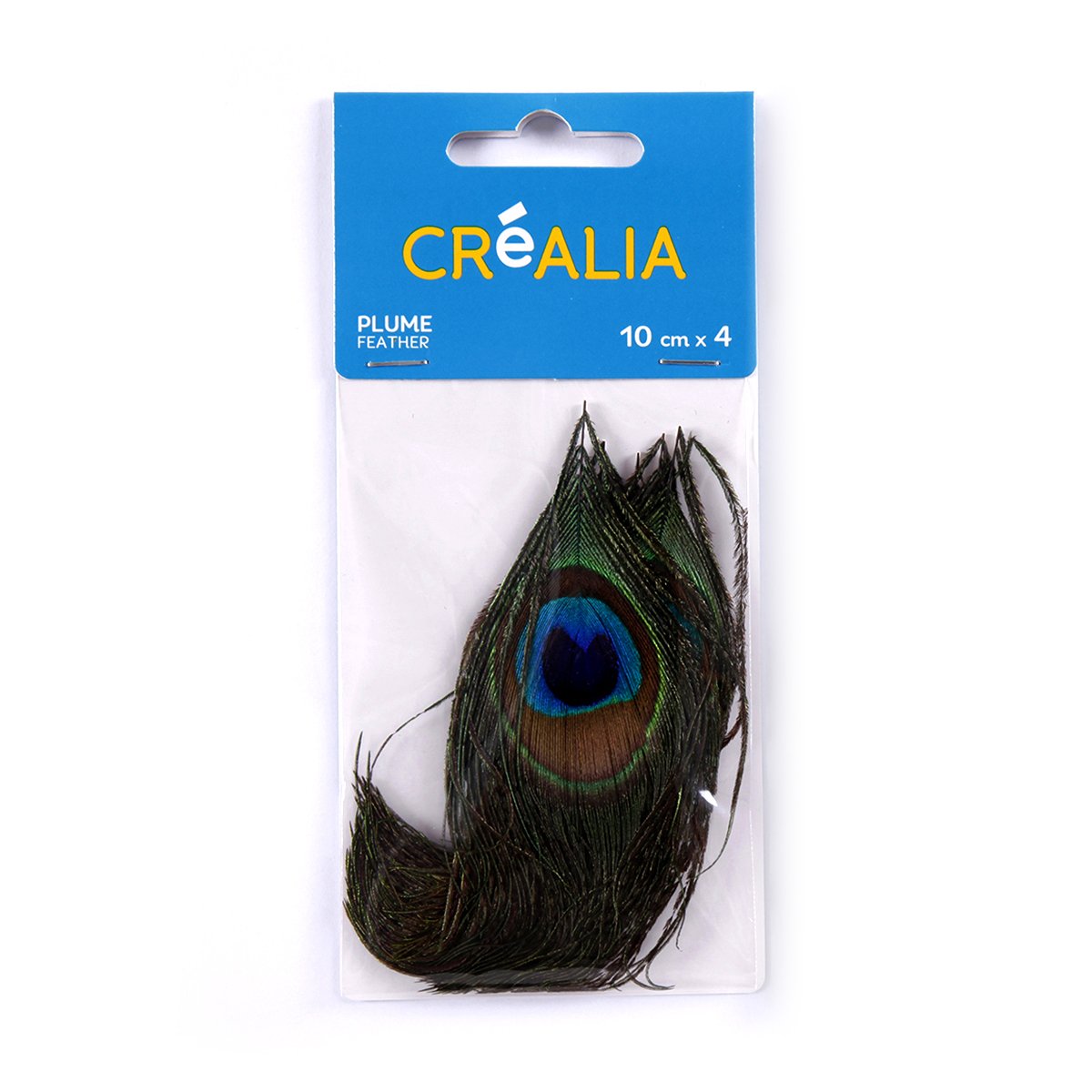 4 plumes de paon - vertes - Créalia