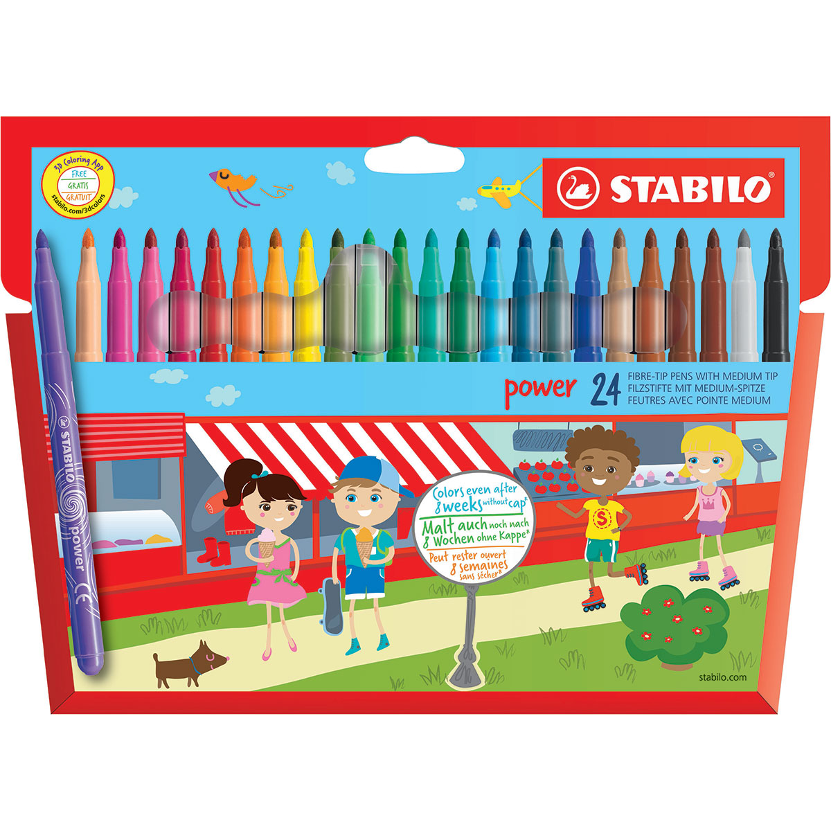 Pochette de 24 feutres pointe moyenne bloquée power