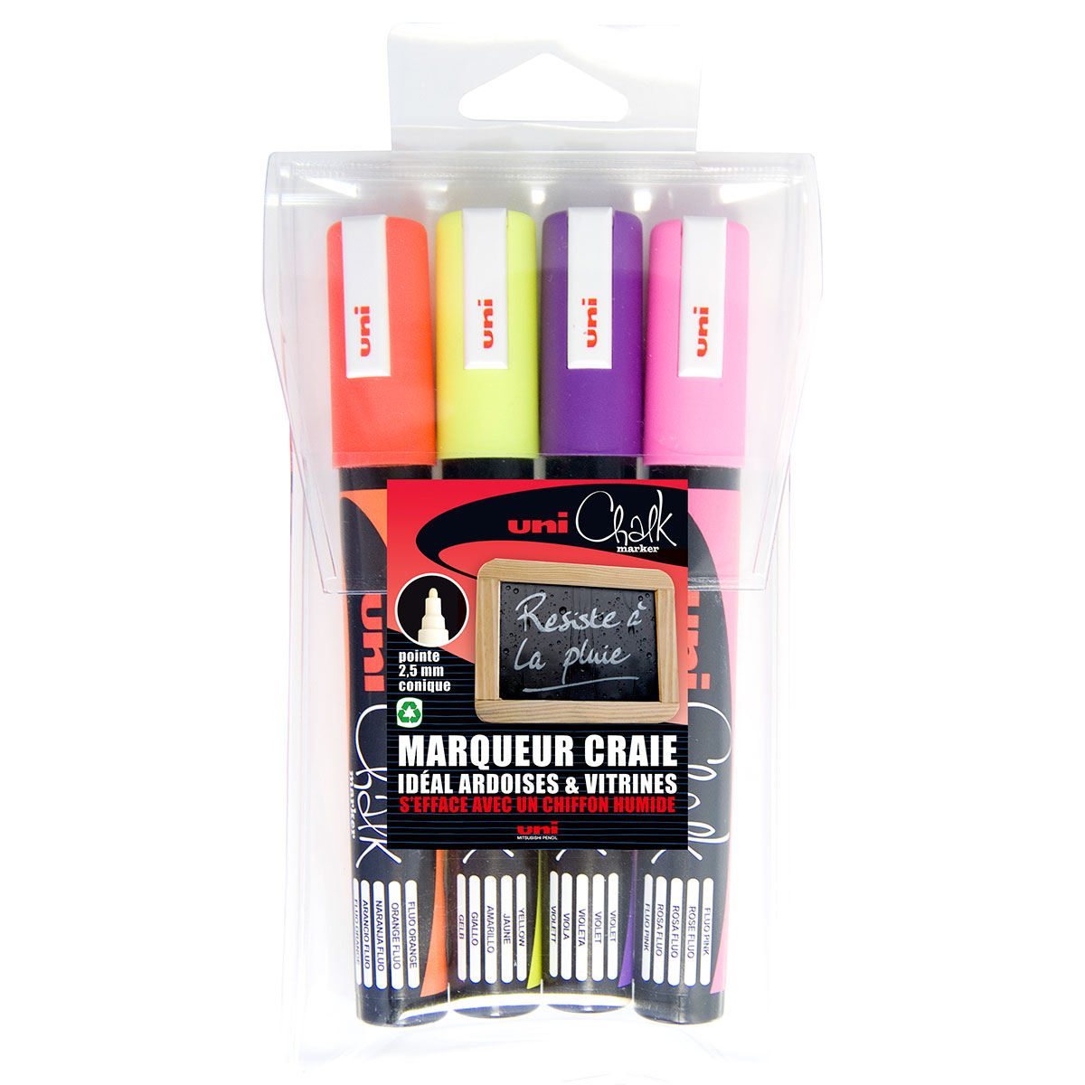 Pack de 4 marqueurs craie Chalk - Fluo