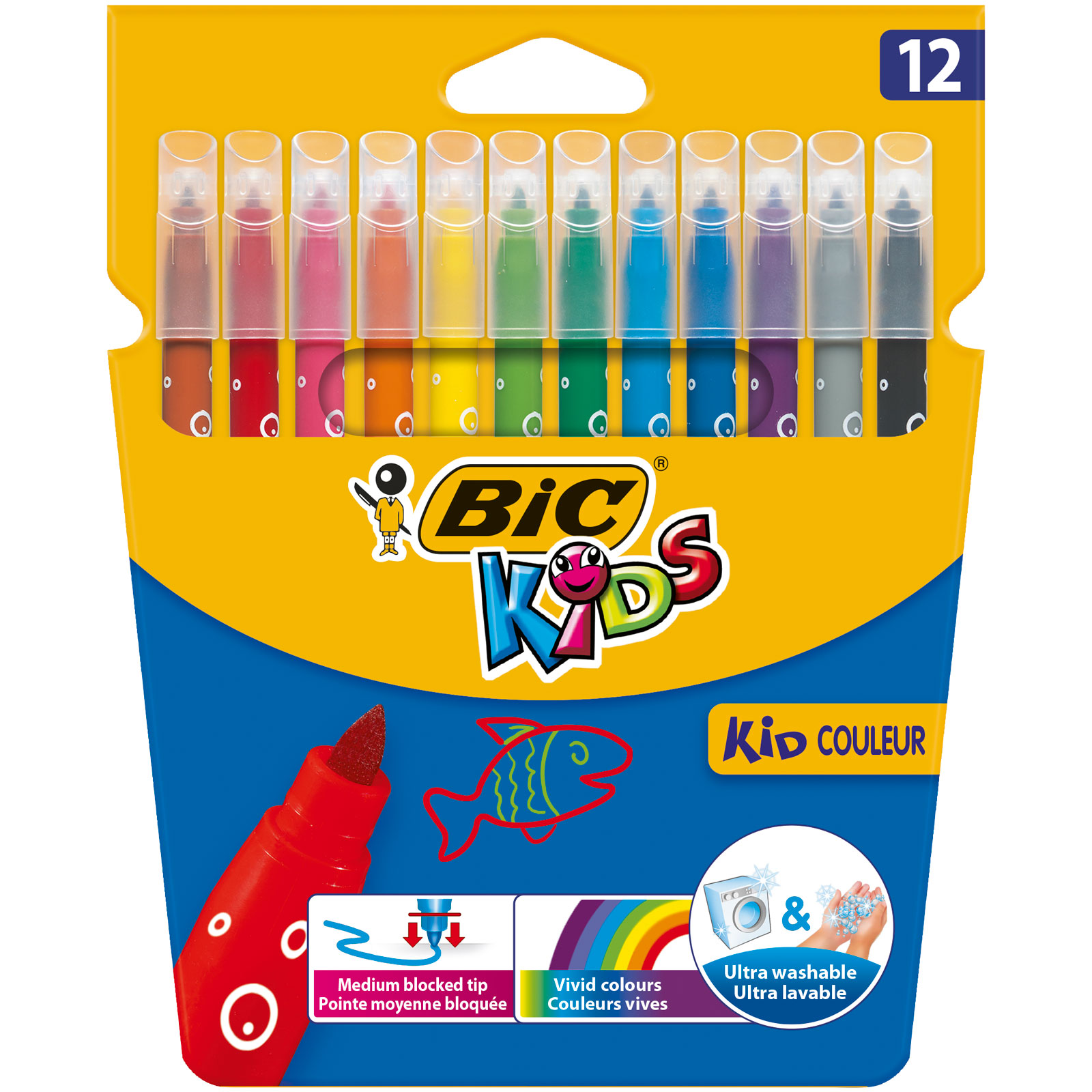 BIC Kids Kid Couleur Feutres de Coloriage - Etui Carton de 12