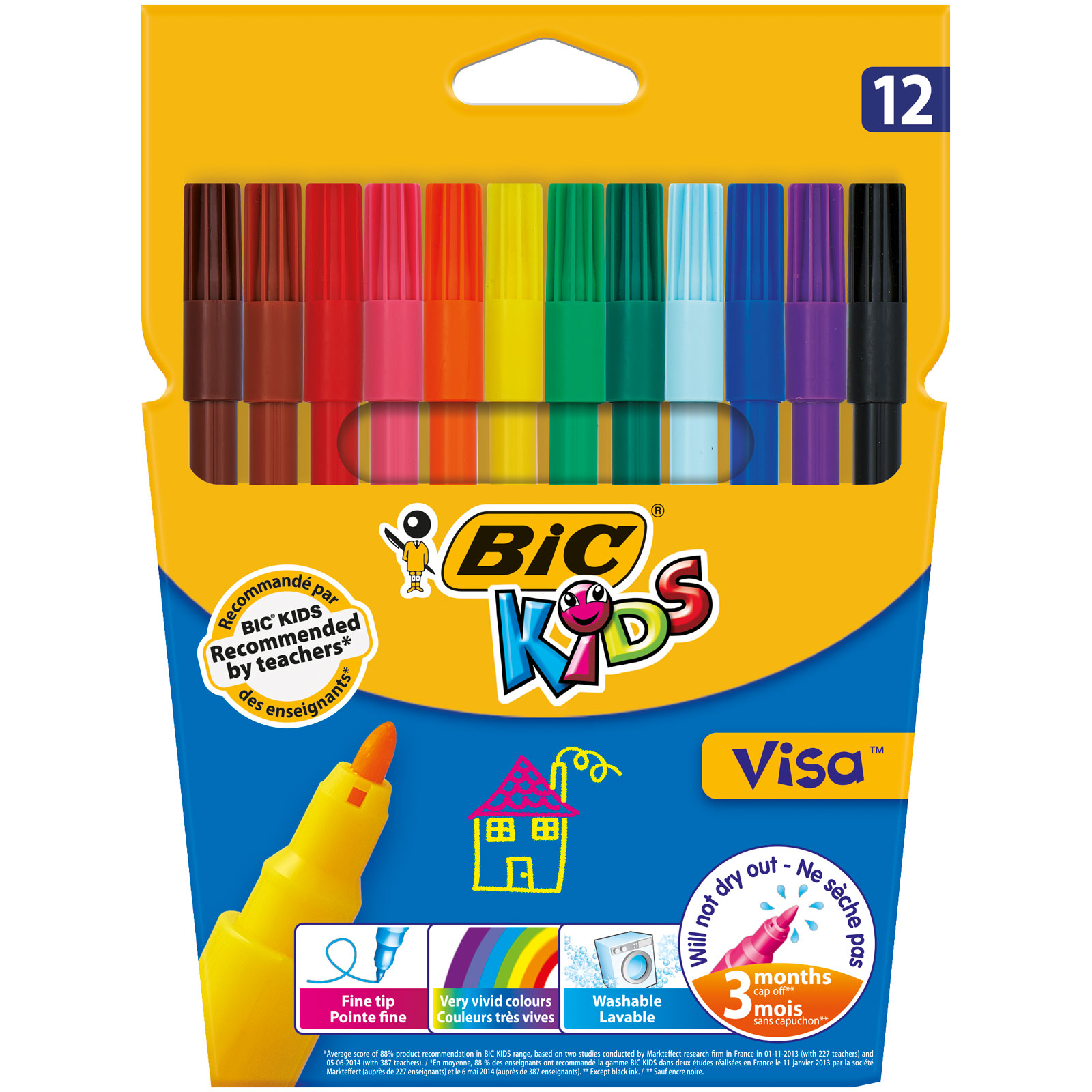 Pack BIC Kids Visa Feutres de Coloriage - Etui Carton de 12