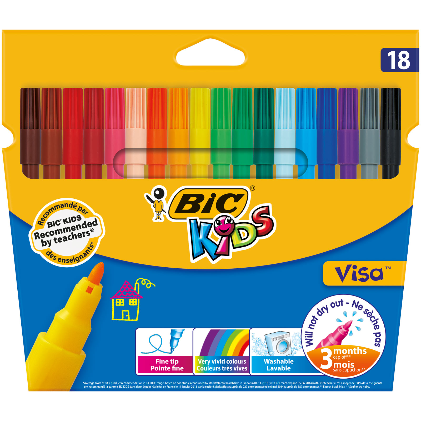 Pack BIC Kids Visa Feutres de Coloriage - Etui Carton de 18