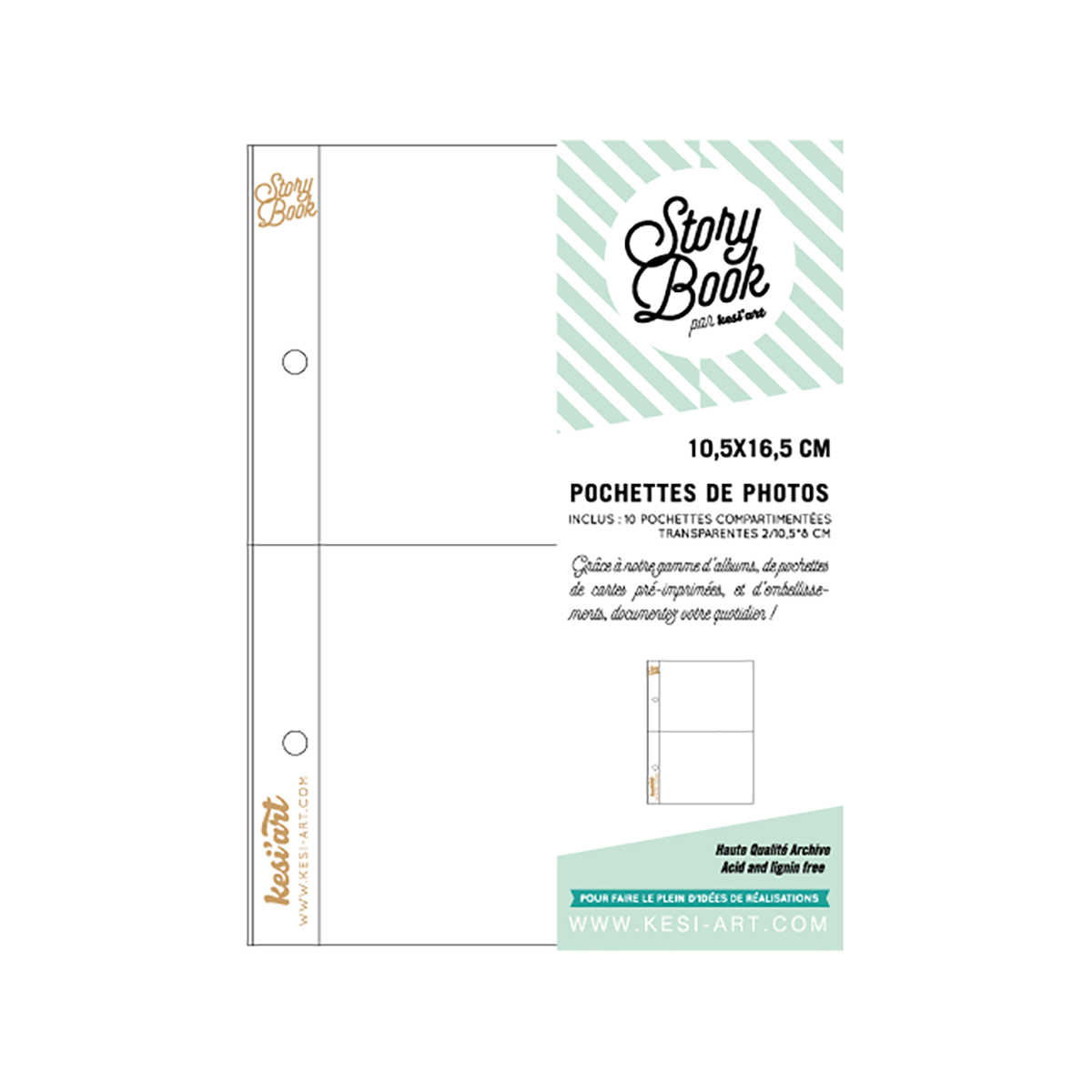 Lot de 10 pochettes photos à compartiments Story Book - 10x16 cm