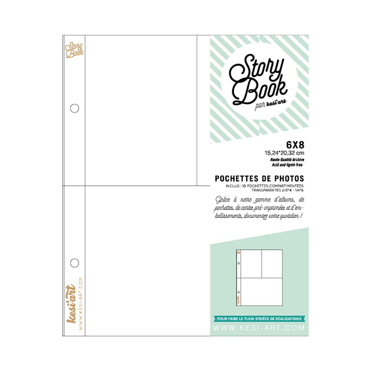Lot de 10 pochettes photos à compartiments Story Book - 15x20cm