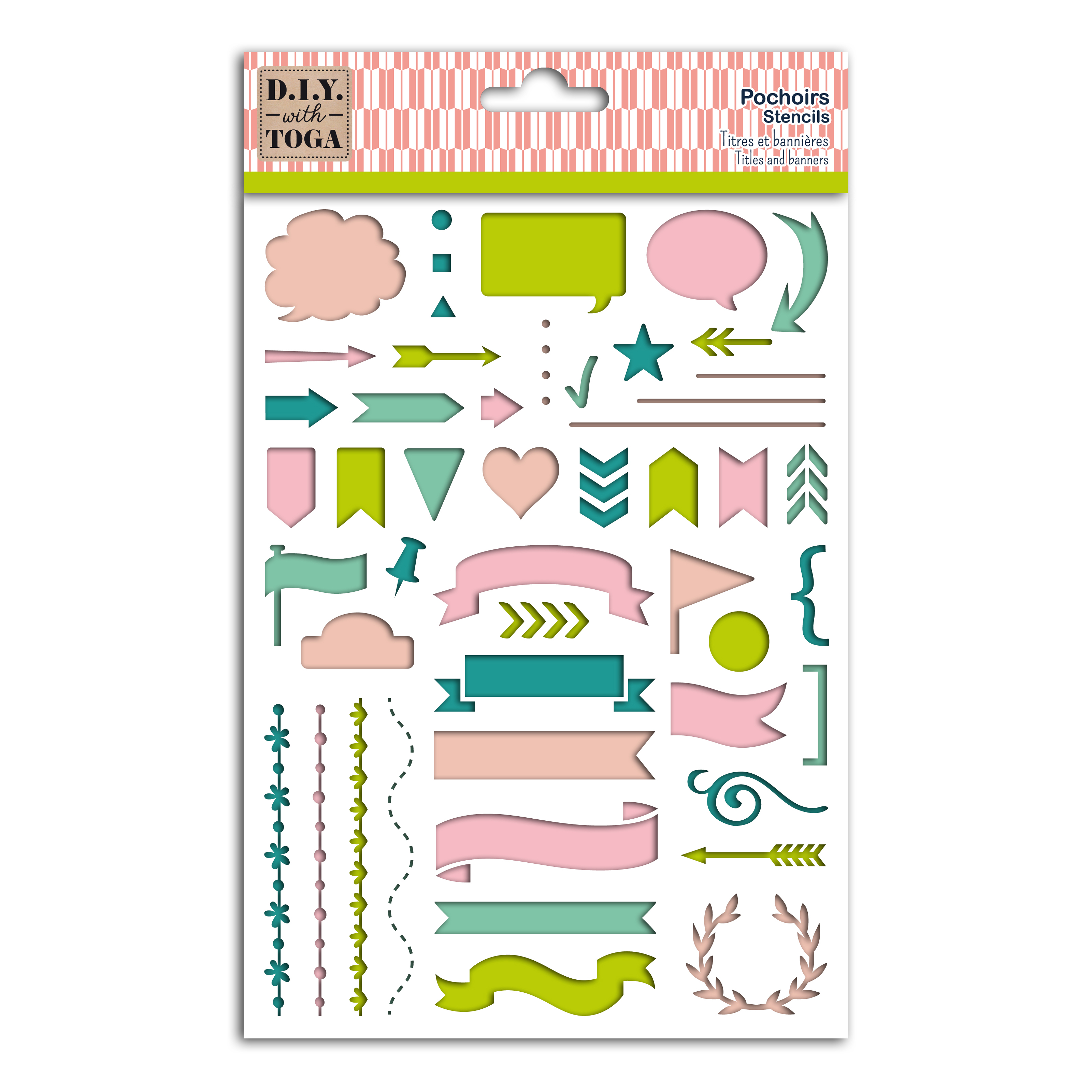 Pochoir - Bannières/ Dates - Bullet Journal© - 15x20 cm 