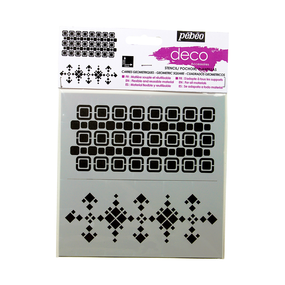 Pochoir carrés géométriques - 14,5x14,5 cm
