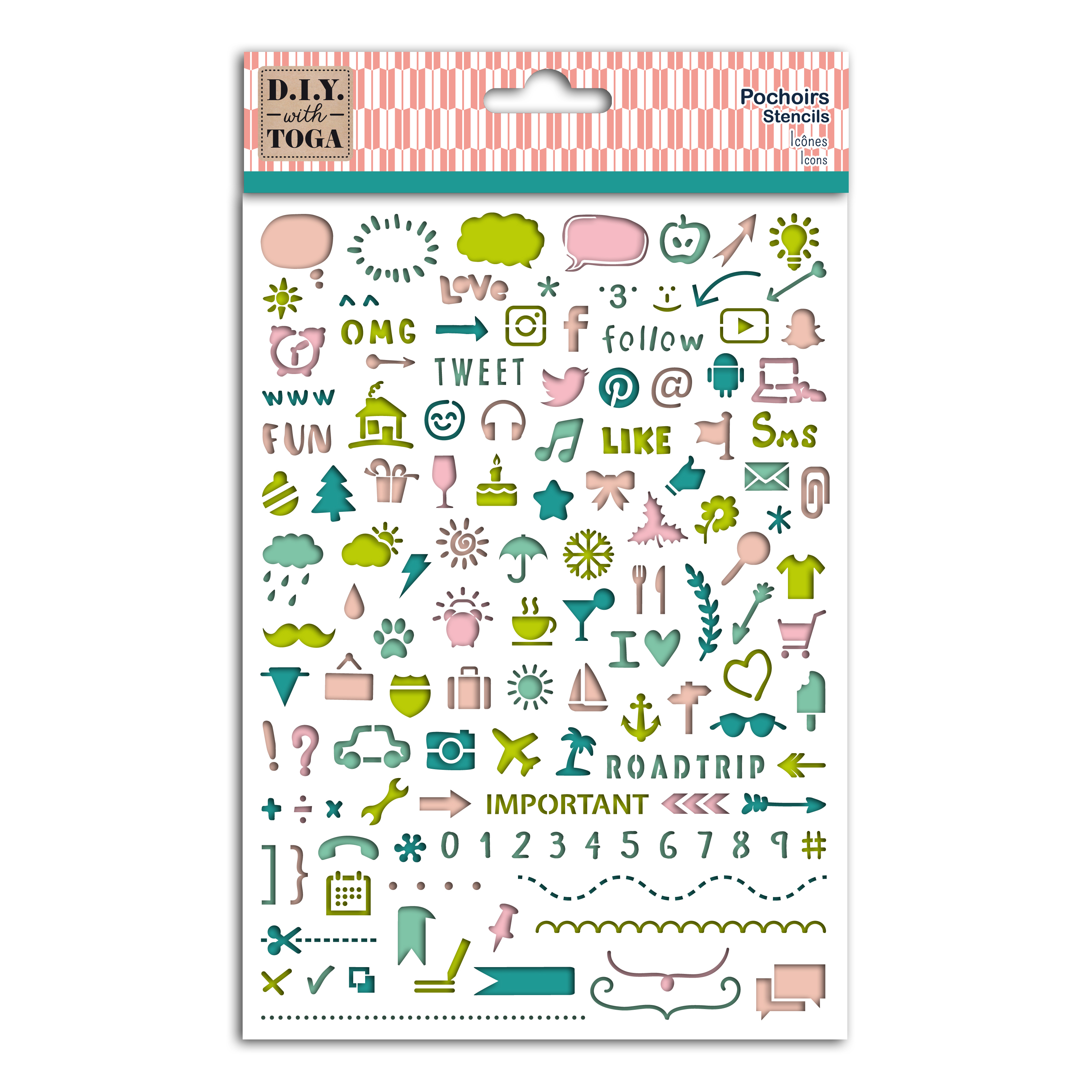 Pochoir - icônes pour bullet Journal© - 15x20 cm 