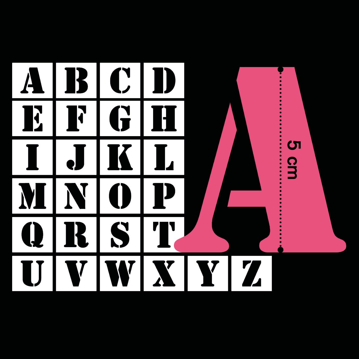 26 pochoirs alphabet plastique - 5cm