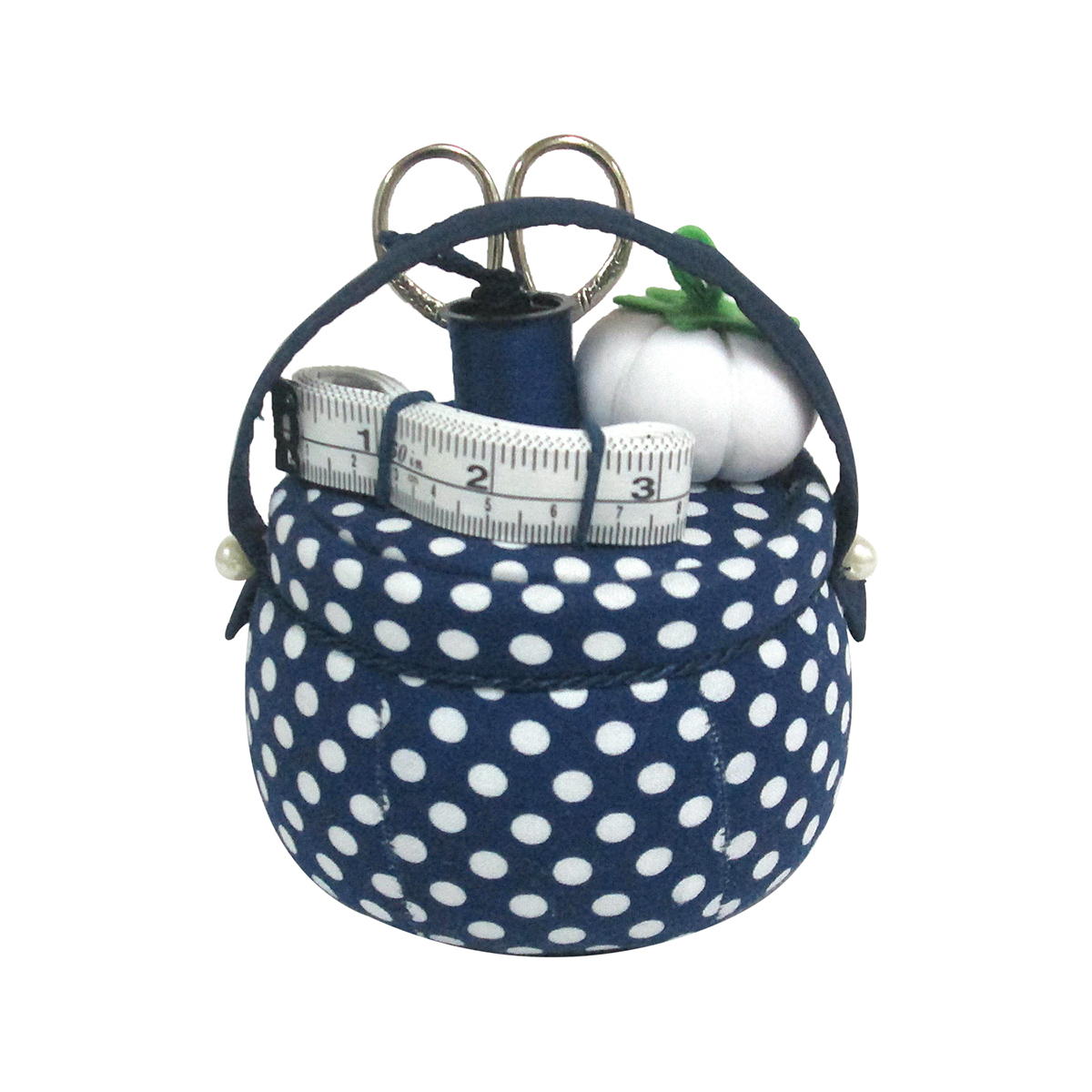 Porte-épingles panier - pois bleu