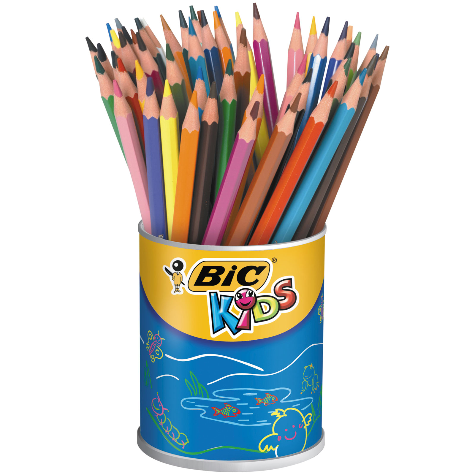 BIC Kids Evolution ECOlutions Crayons de Couleur - Pot à Crayons x60