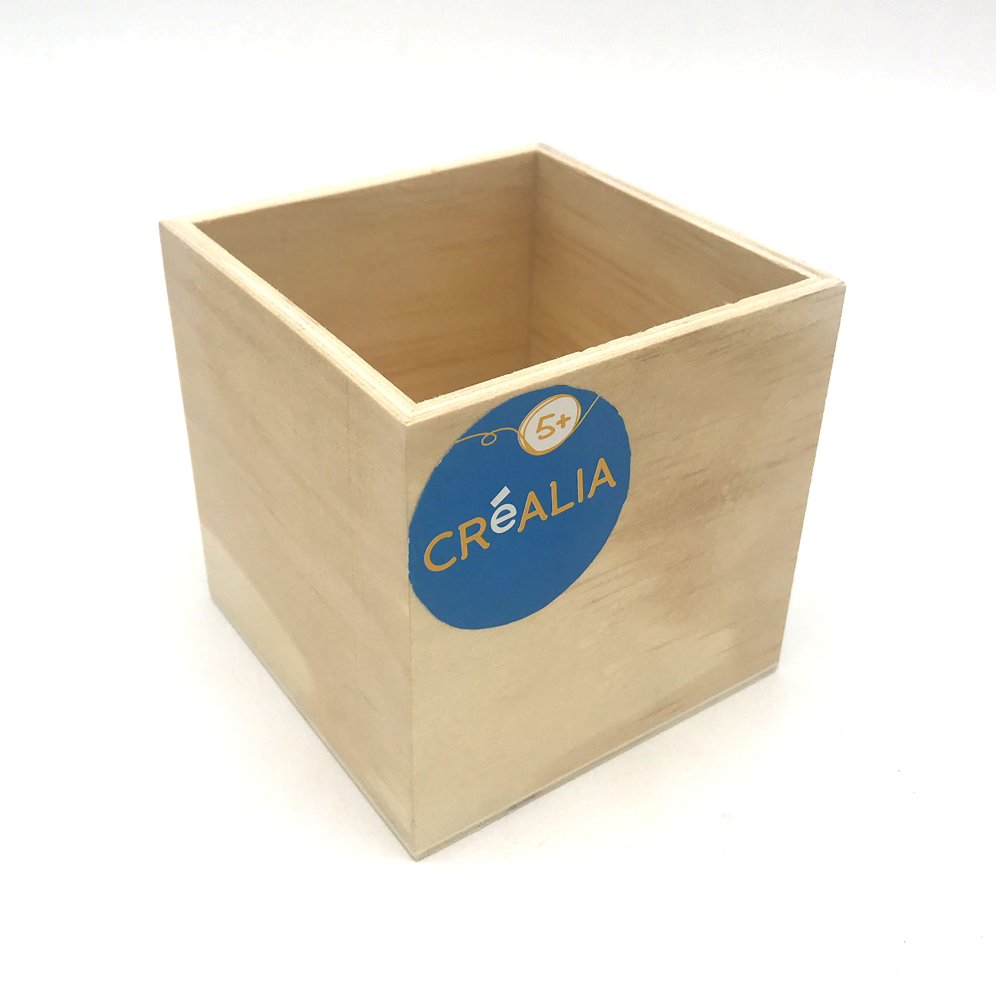 Pot à crayons carré bois naturel - Créalia