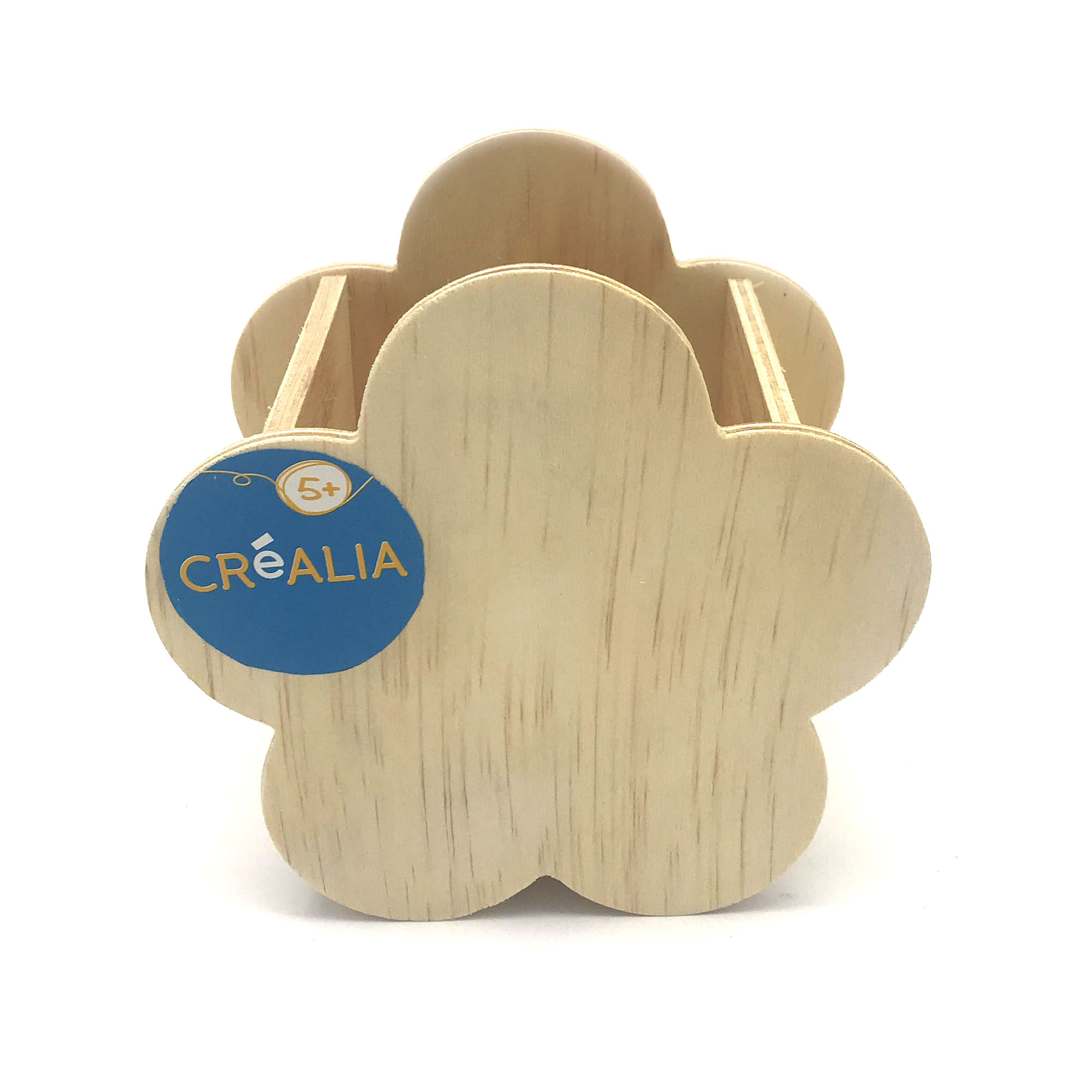 Pot à crayons fleur bois naturel - Créalia