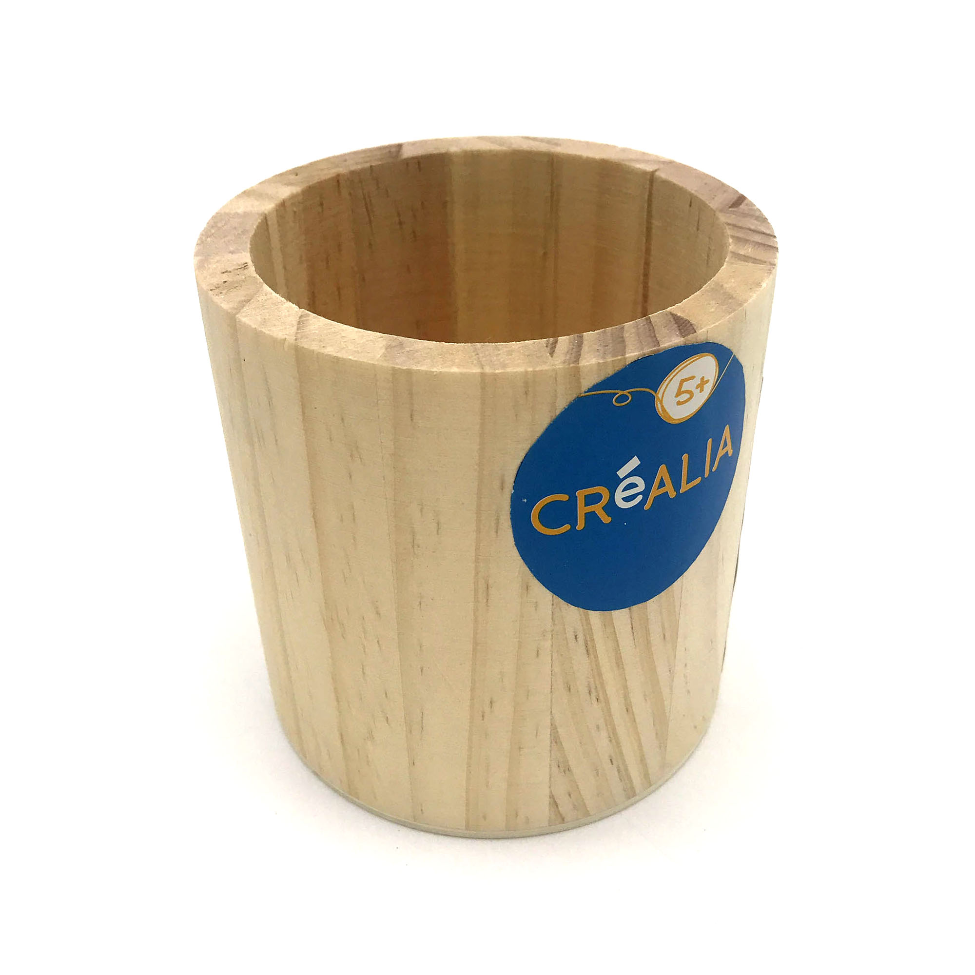 Pot à crayons rond bois naturel - Créalia
