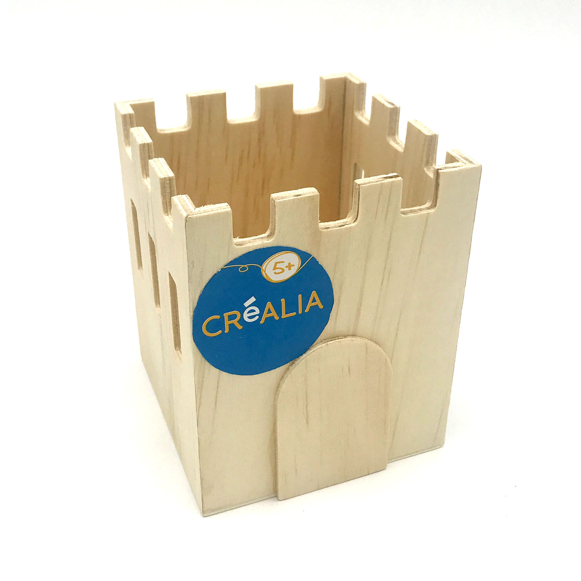 Pot à crayons château bois naturel - Créalia