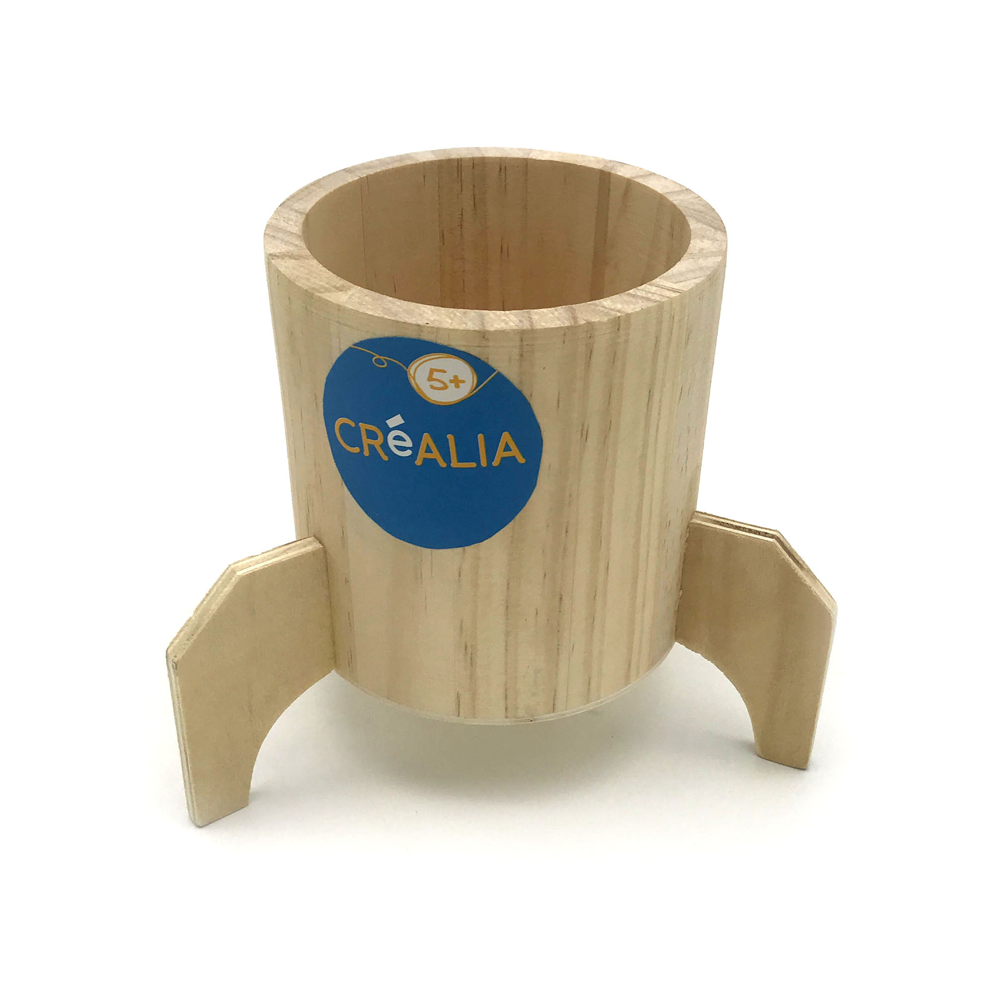 Pot à crayons fusée bois naturel - Créalia