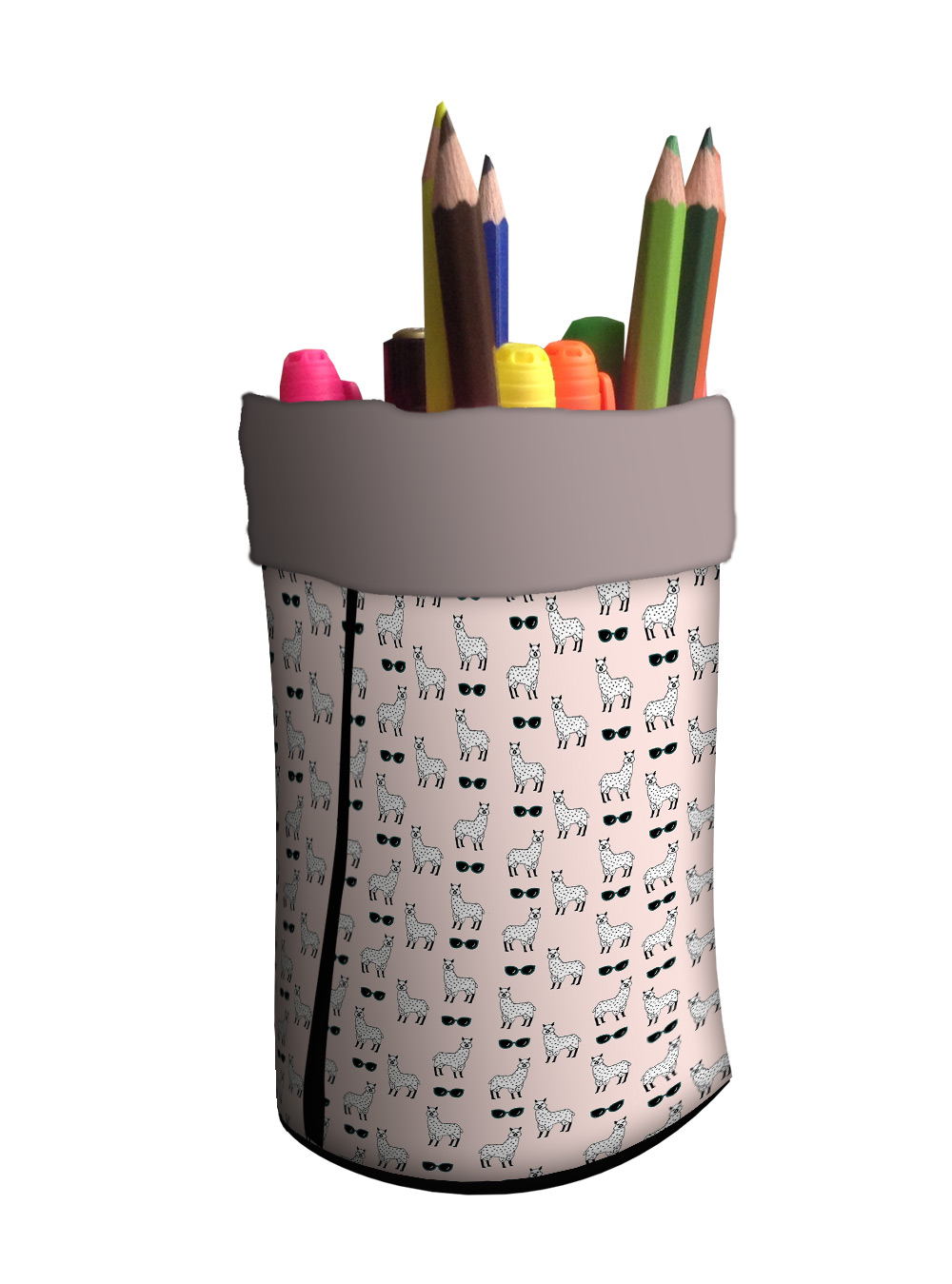 Pot à crayons rond en cuir végan motif alpaga - Angéline Mélin