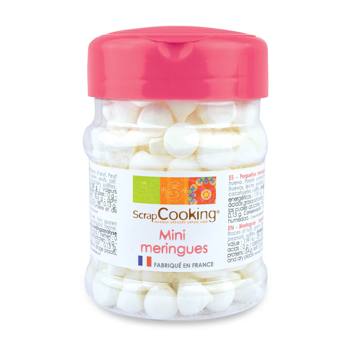 Pot de mini meringues blanches 35 g - Scrapcooking