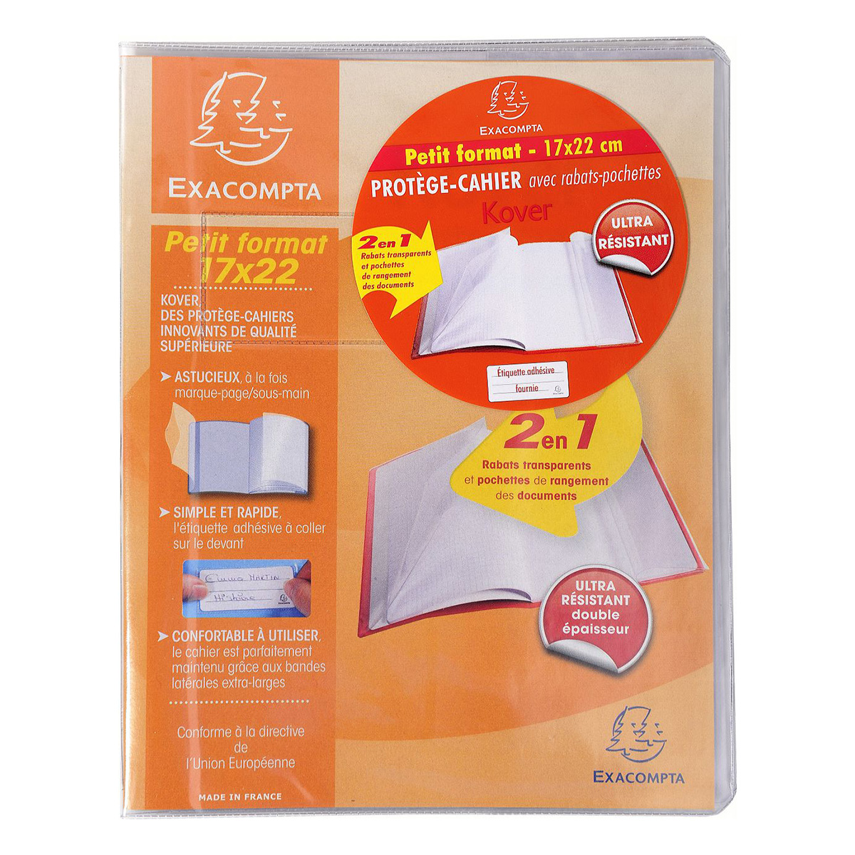 Protège cahier 17x22cm Kover - Incolore - Incolore - Exacompta