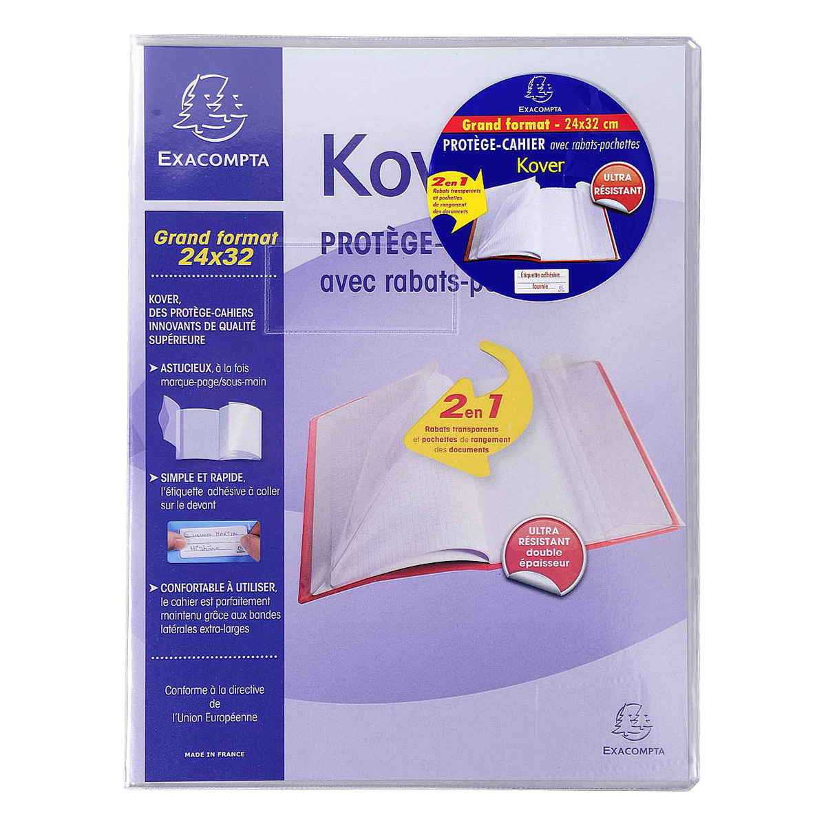 Protège cahier 24x32cm Kover - Incolore - Incolore - Exacompta