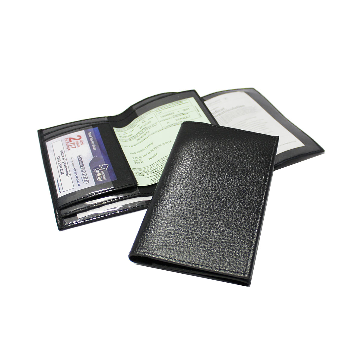 Protège- documents voiture - cuir grainé - Noir