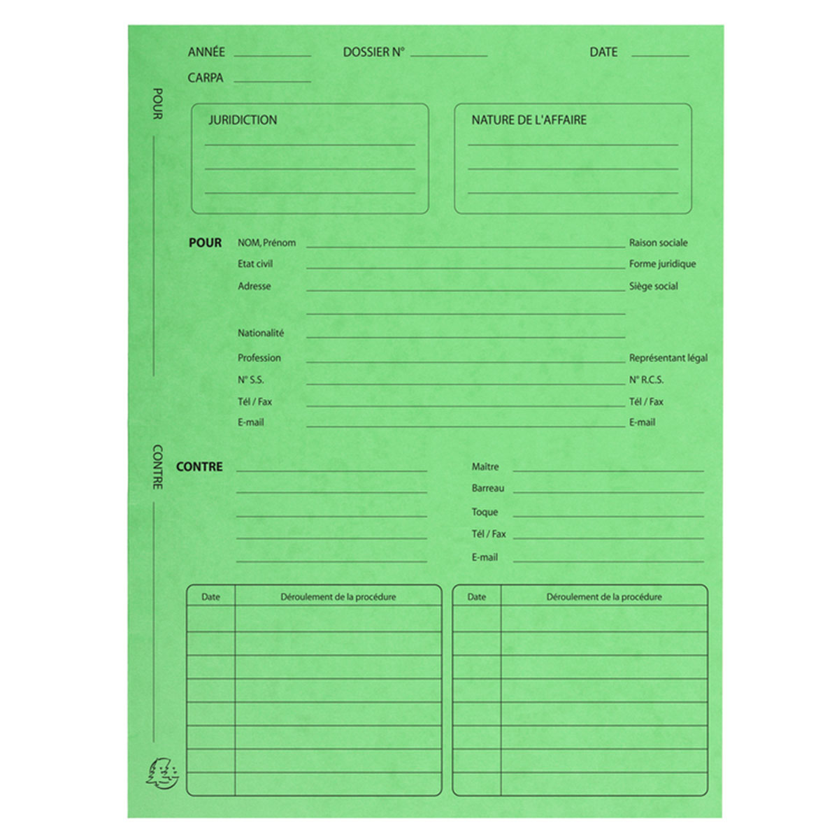 25 Chemises imprimées Procédure - vert - Exacompta