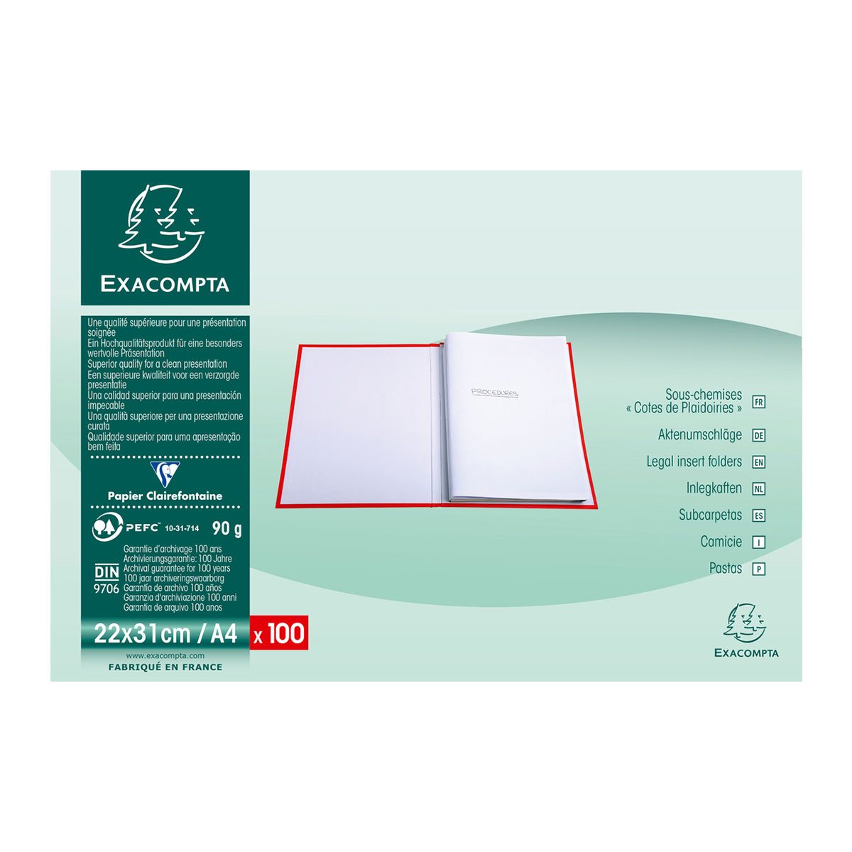 Paquet de 100 Cotes de plaidoiries - Blanc - Exacompta