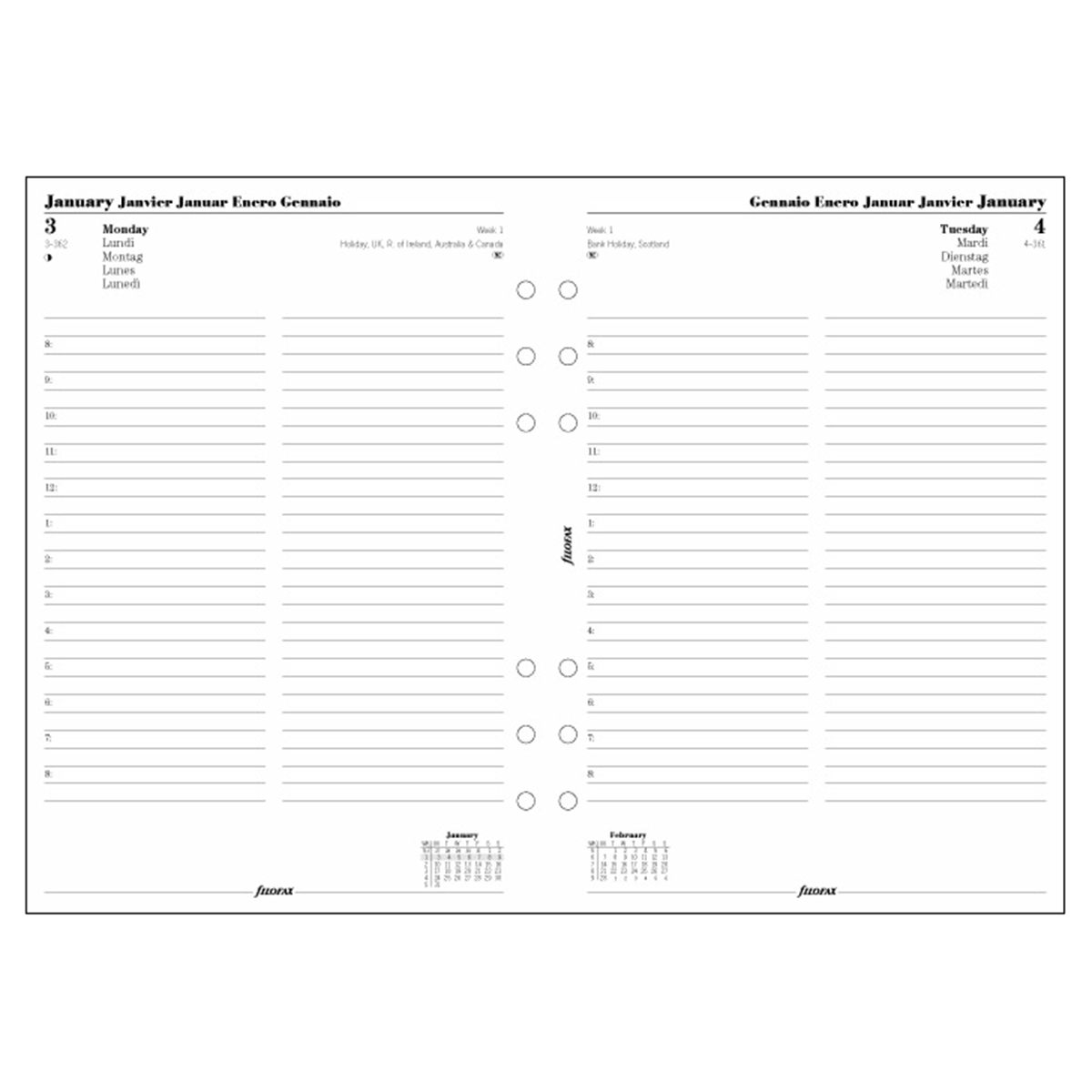 Recharge pour agenda Format A5 - 1 jour par page