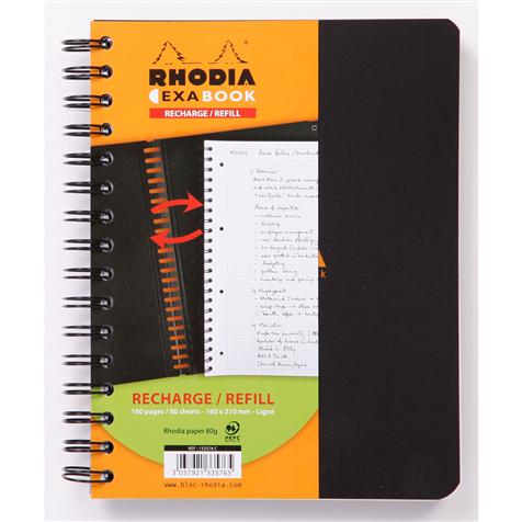 Cahier recharge Exabook - 14,8 x 21 cm - Ligné - Noir - Rhodia