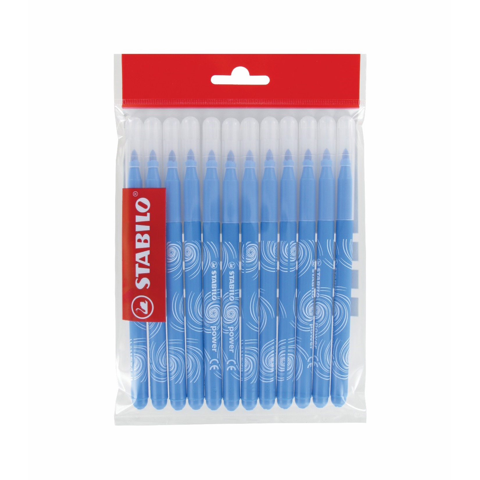 Recharge 12 feutres Schoolpack - Stabilo Power bleu ciel