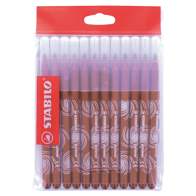 Recharge 12 feutres Schoolpack - Stabilo Power marron