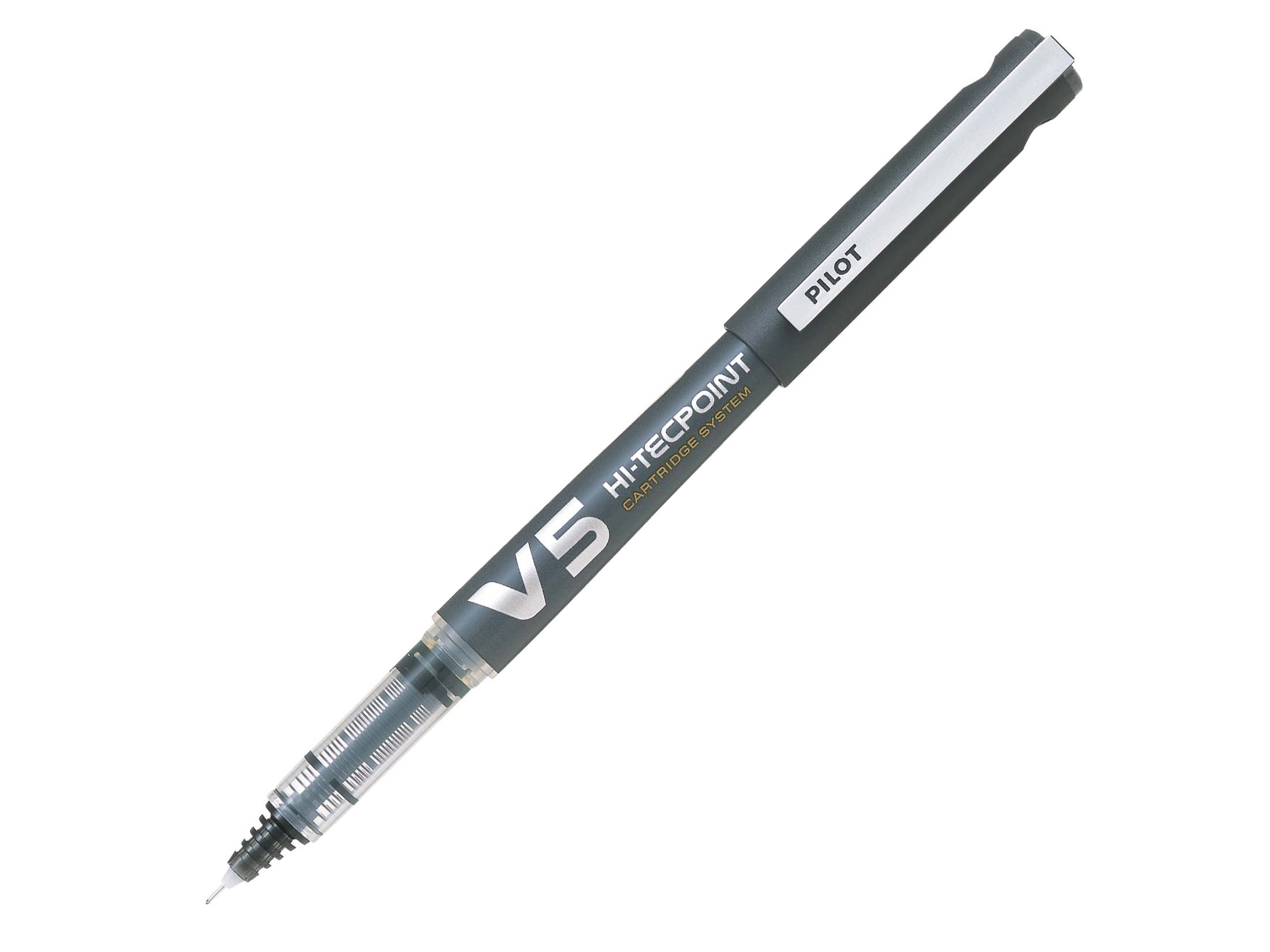 Stylo-roller encre liquide - V5 RECHARGEABLE - Pointe fine - noir