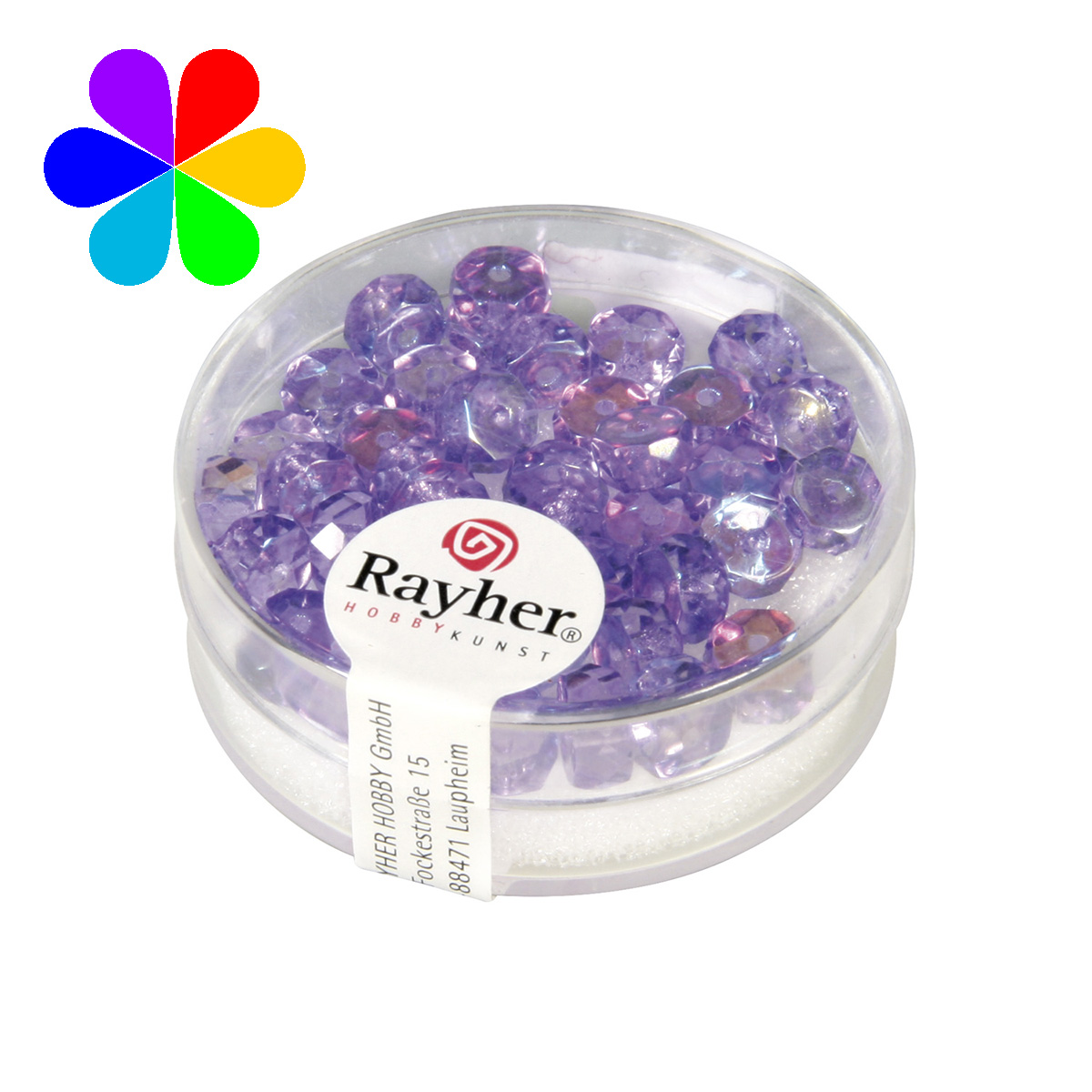 Perles roue verre - lilas 6x3 mm