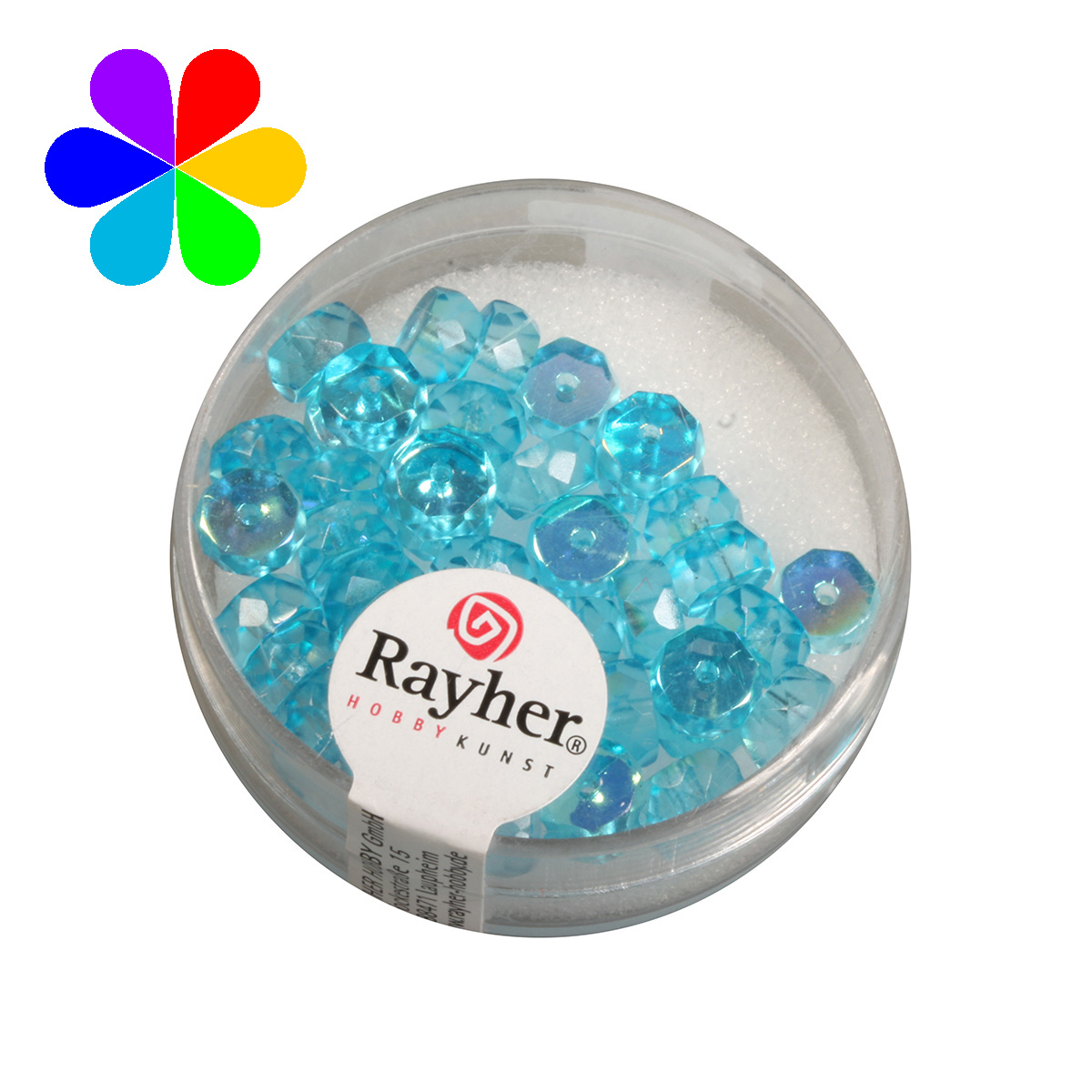 Perles roue verre - turquoise 6x3 mm