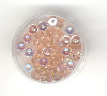 Perles roues transparente verre irisé x 40 quartz rose