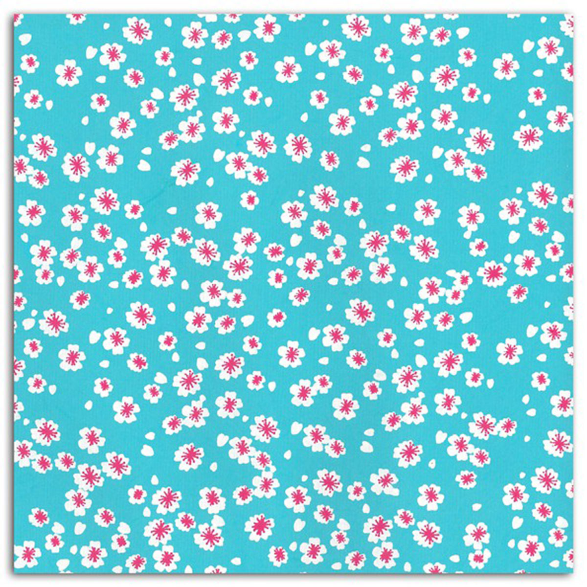 1 feuille de papier recyclé – 38x56cm – Fleurs du Japon bleu – L'Or de Bombay